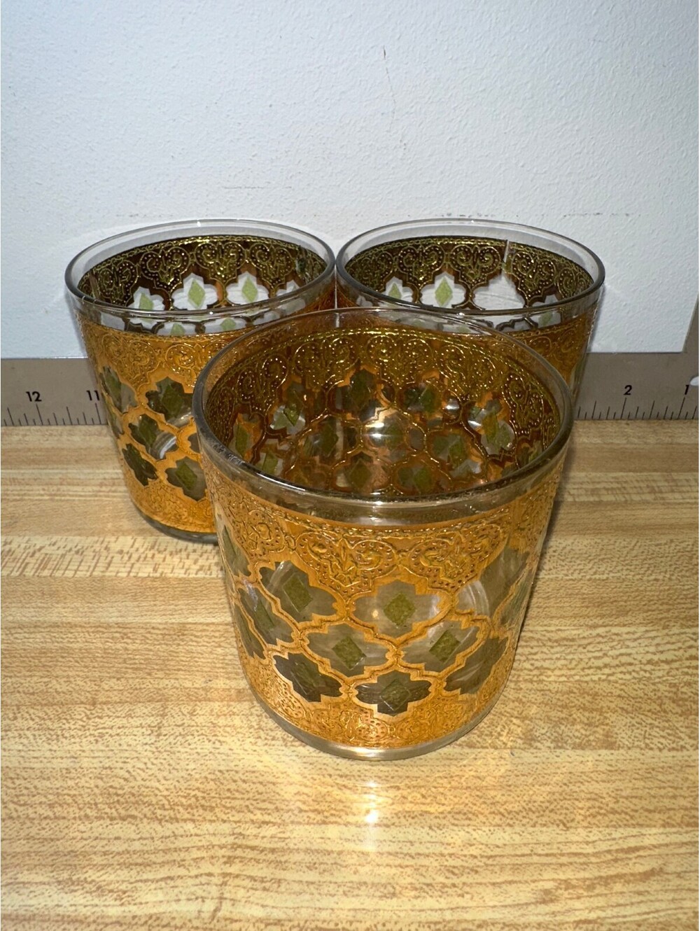Vtg Culver Valencia MCM 22K Gold Whiskey Rocks Glasses - Picture 2 of 6